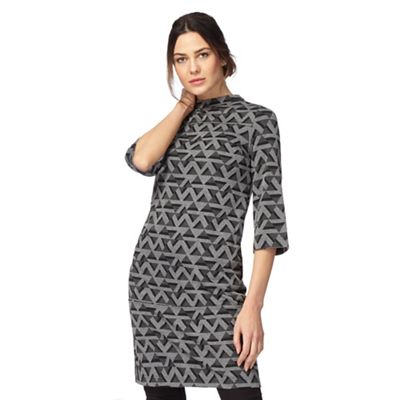 Grey geometric print tunic petite dress